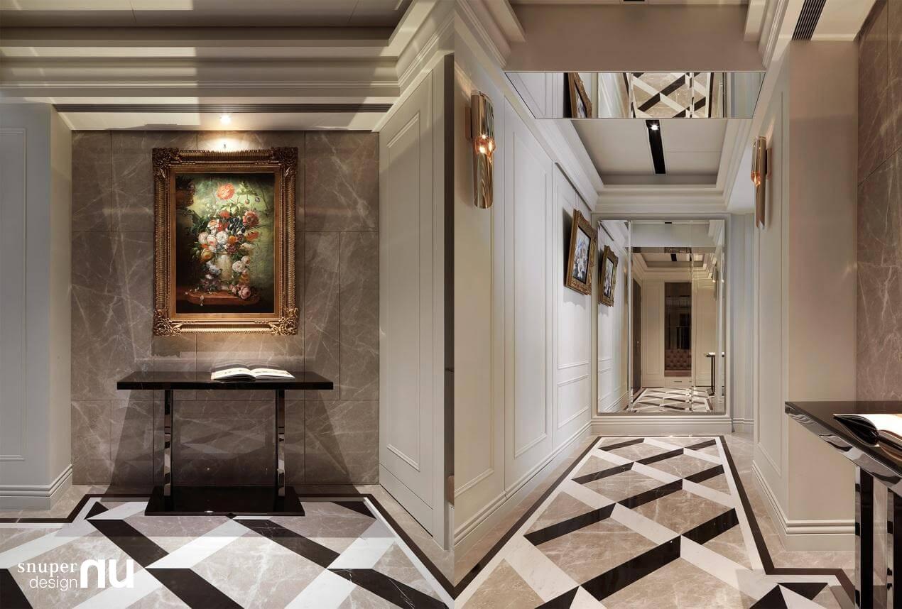 新古典與現代裝潢設計風交織－走廊，玄關區域